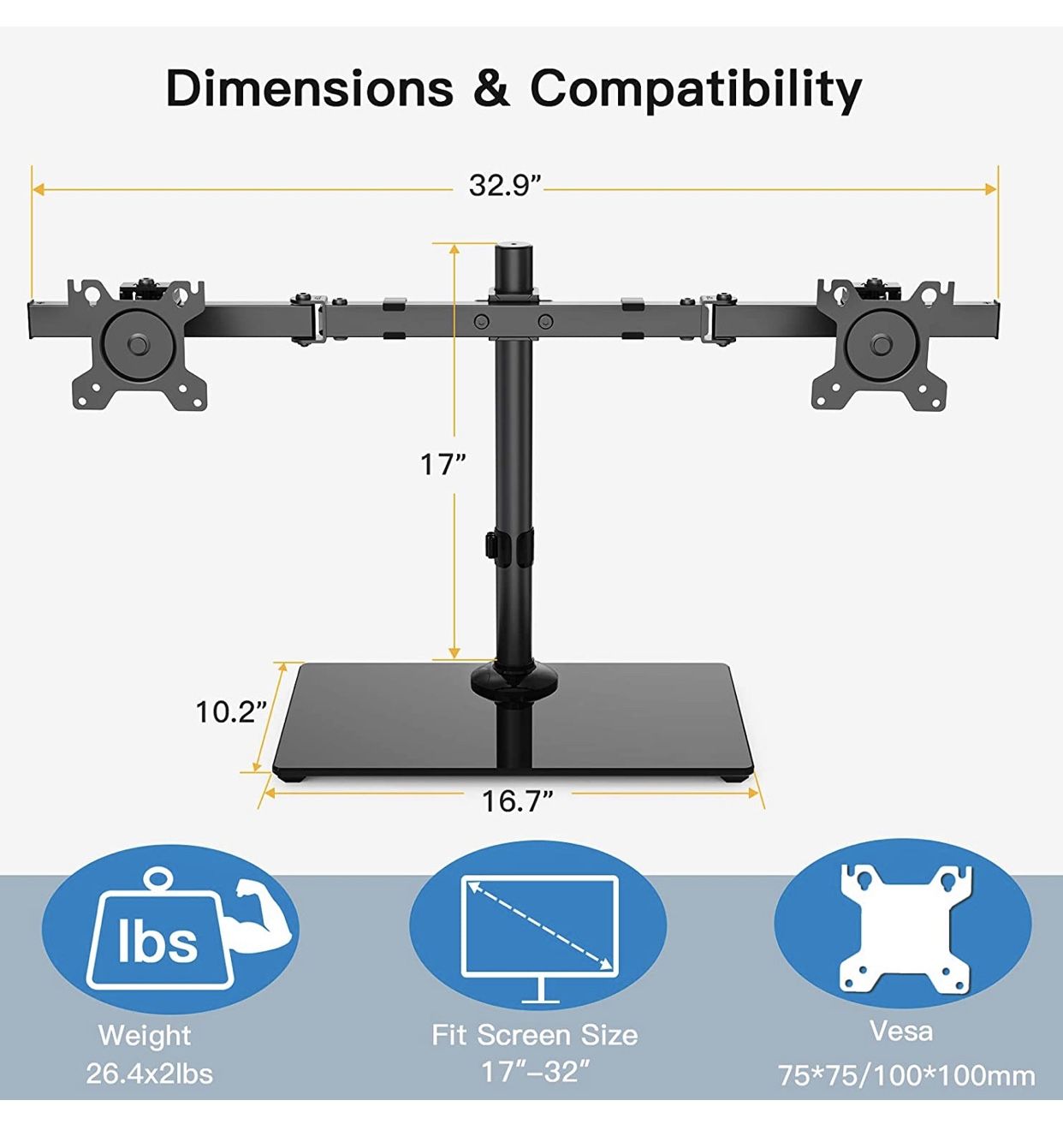 HUANUO Dual Monitor Stand - Free Standing