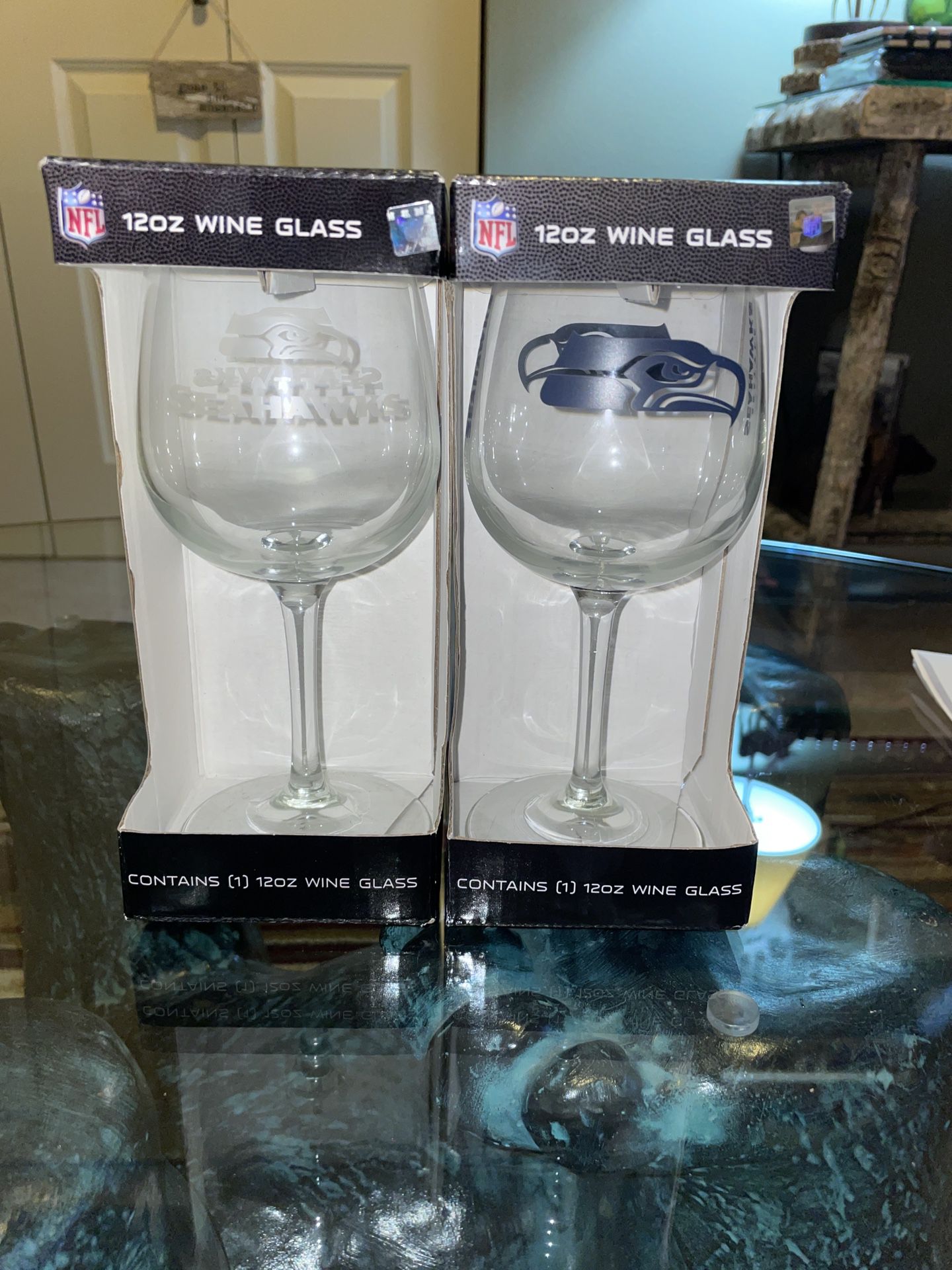 Seahawks Wine Glasses