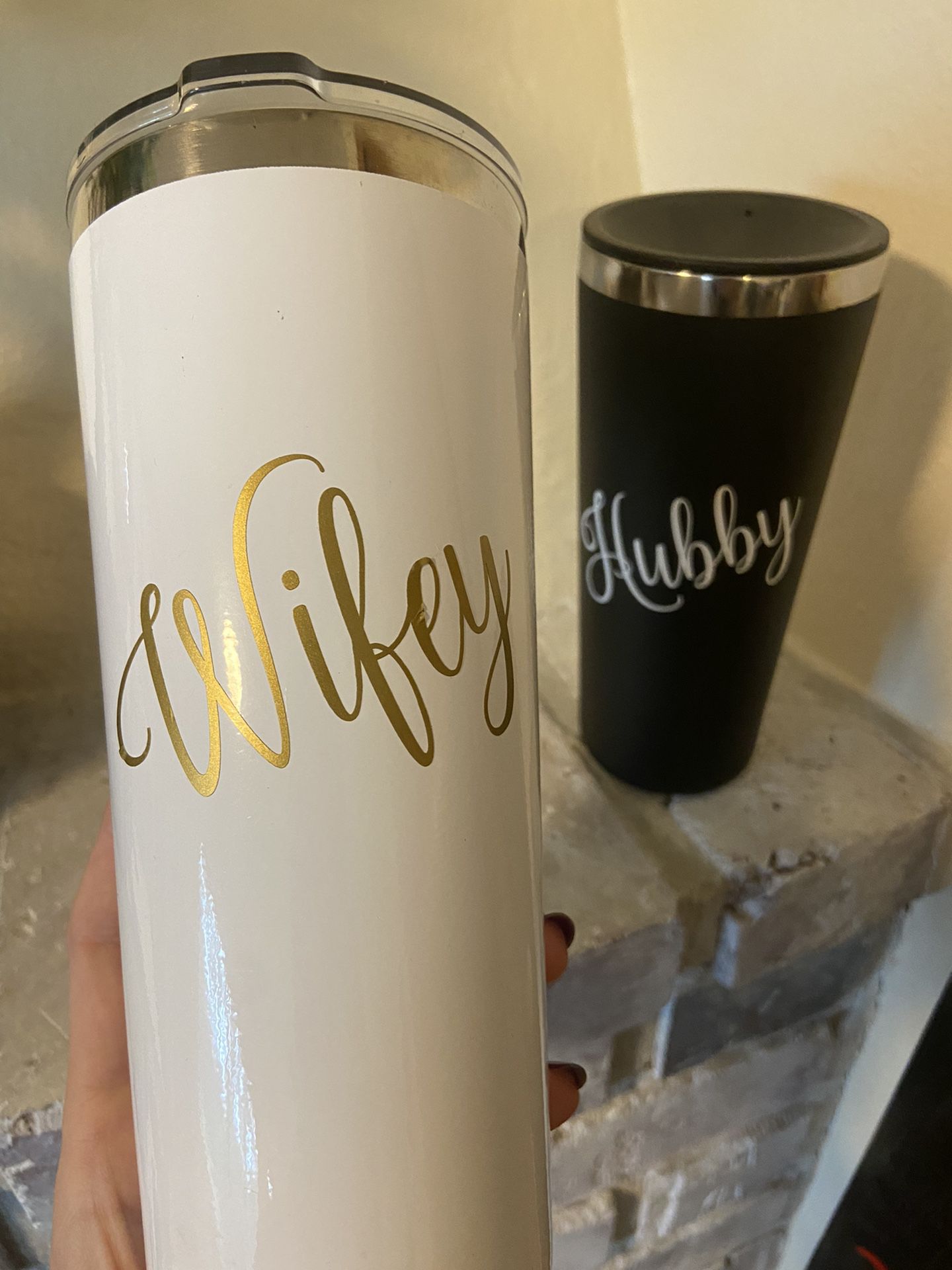 Wifey Hubby Matching Wedding Or Engagement Tumblers 