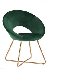Dark Green Velvet Cushioned Accent Chair for Bedroom, Living Room, Vanity Chair, Accent Chair with Gold Legs Thumbnail
