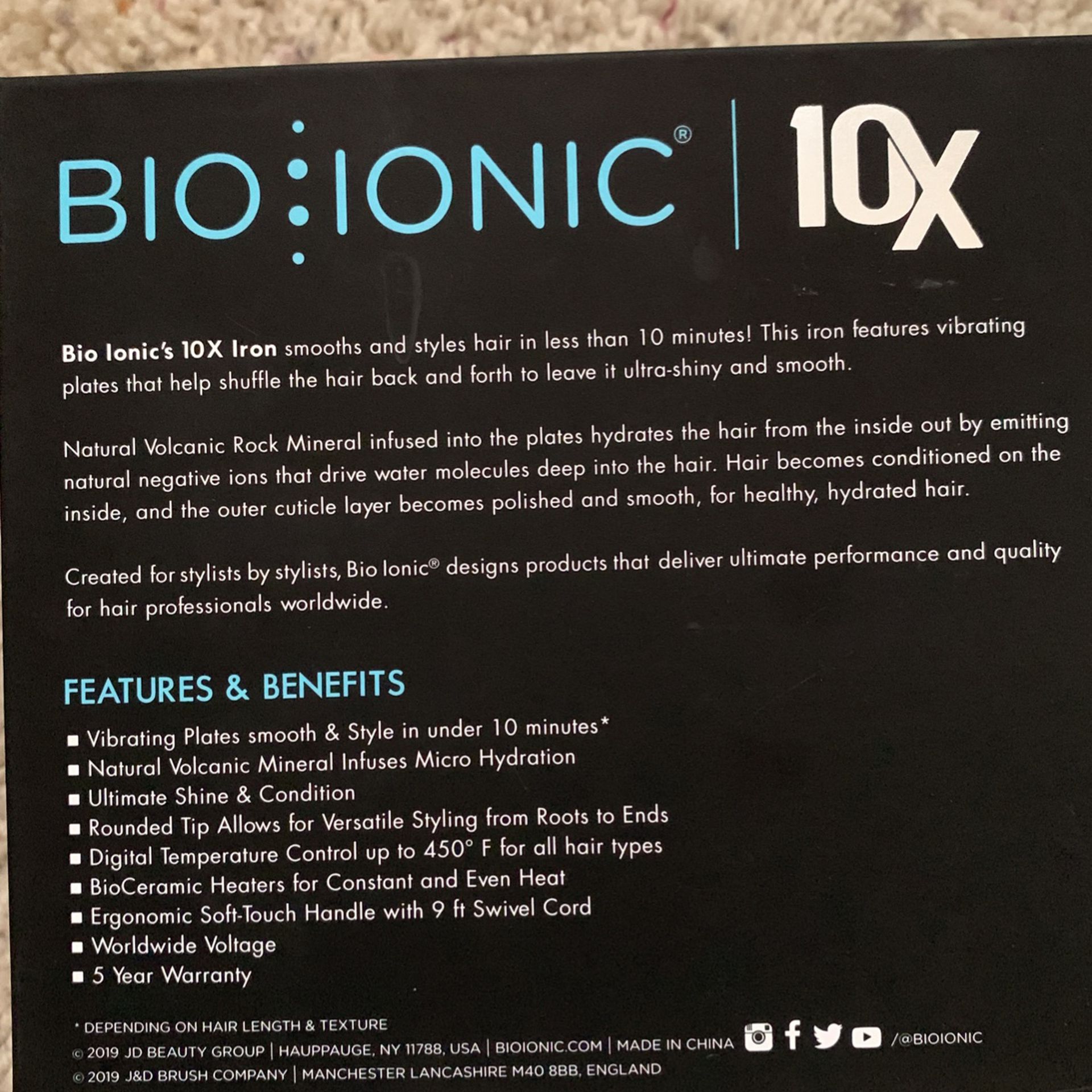 Bio Ionic 10x Pro Styling Iron 1” With Ceramic Plates