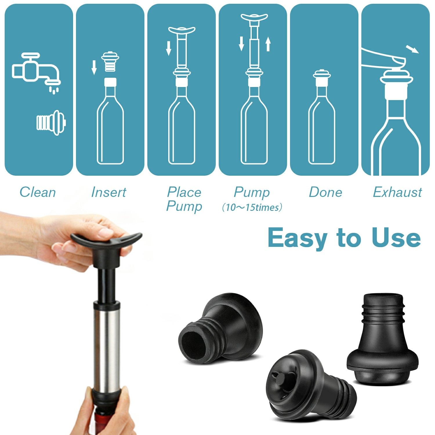 Red Wine Vacuum Saver With 4 Bottle Sealer Red wine pump