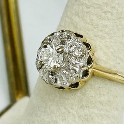 14KT White Gold Art Deco Filigree Engagement Ring 1.10CTTW Size:6  Thumbnail