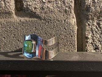 Silver and Dichroic Glass Cuff Bracelet  Thumbnail
