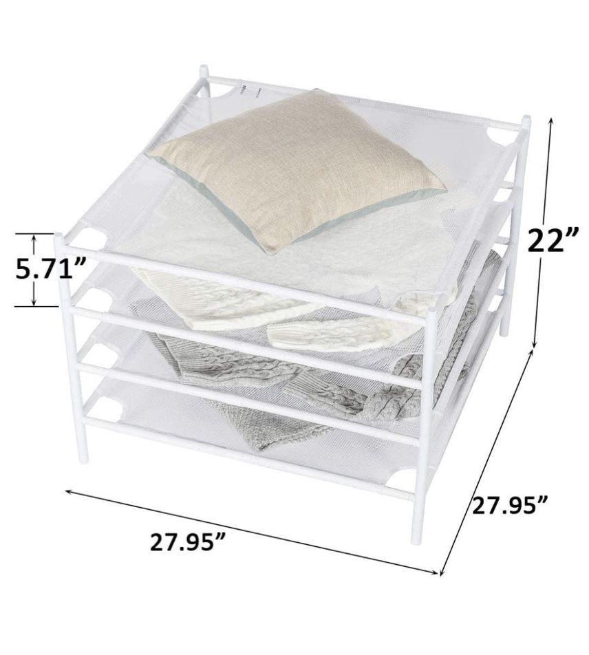 Portable Dry Rack for Indoor or Outdoor, White, 4-Pack STORAGE MANIAC Sweater Drying Rack, mesh clothes.