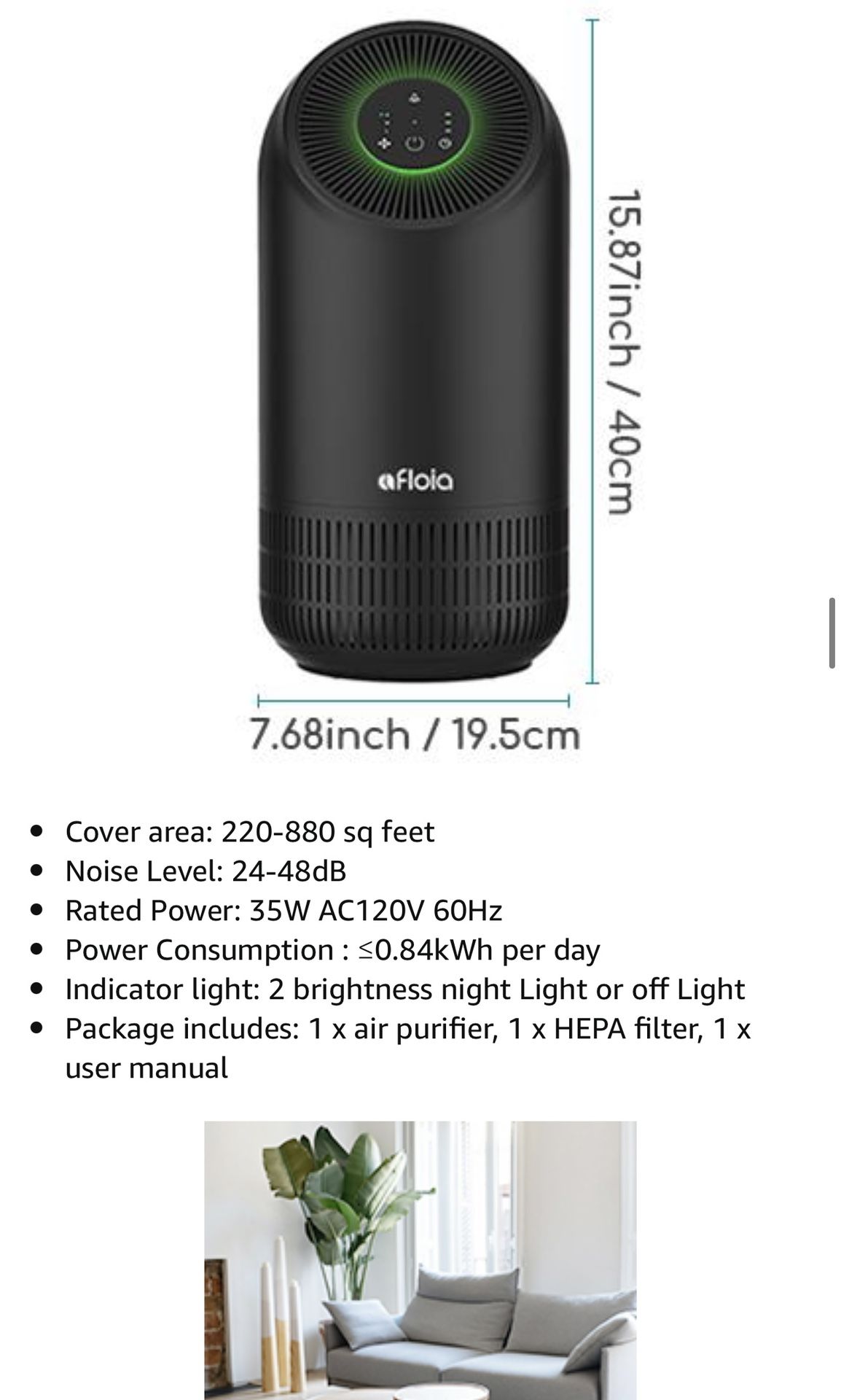 Air purifier covers up to 880 ft.² new