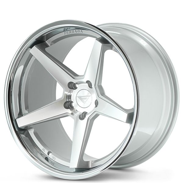 20" Staggered Ferrada FR3 Silver Machined with Chrome Lip Rims