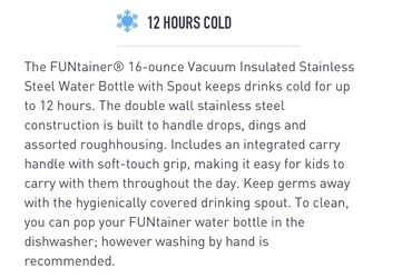 NEW 16oz THERMOS FUNtainer Water Bottle!  Stays Cold For 12hrs.    18.99$ Retail  Thumbnail