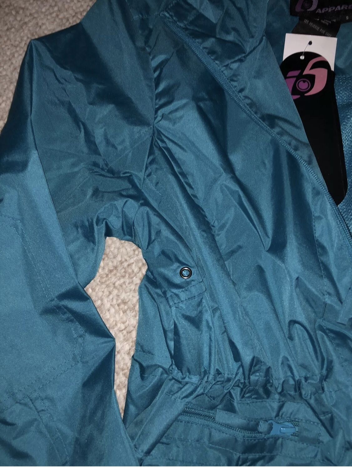 NEW Turquoise rain jacket Coat S windbreaker cozy