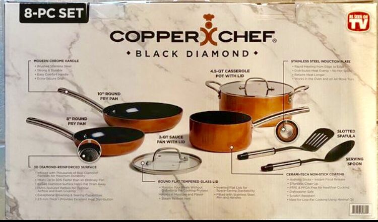 Copper Chef Cookware 8-Pc. Cookware This Aluminum and Steel with Ceramic Non-Stick Coating Cookware Set, Includes Lids, Frying and Roasting Pans A