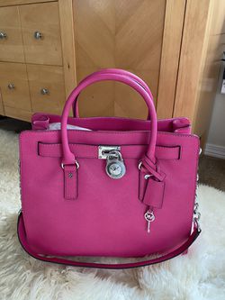 Michael Kors Large Hamilton Raspberry Pink Saffiano Leather Tote Bag Thumbnail