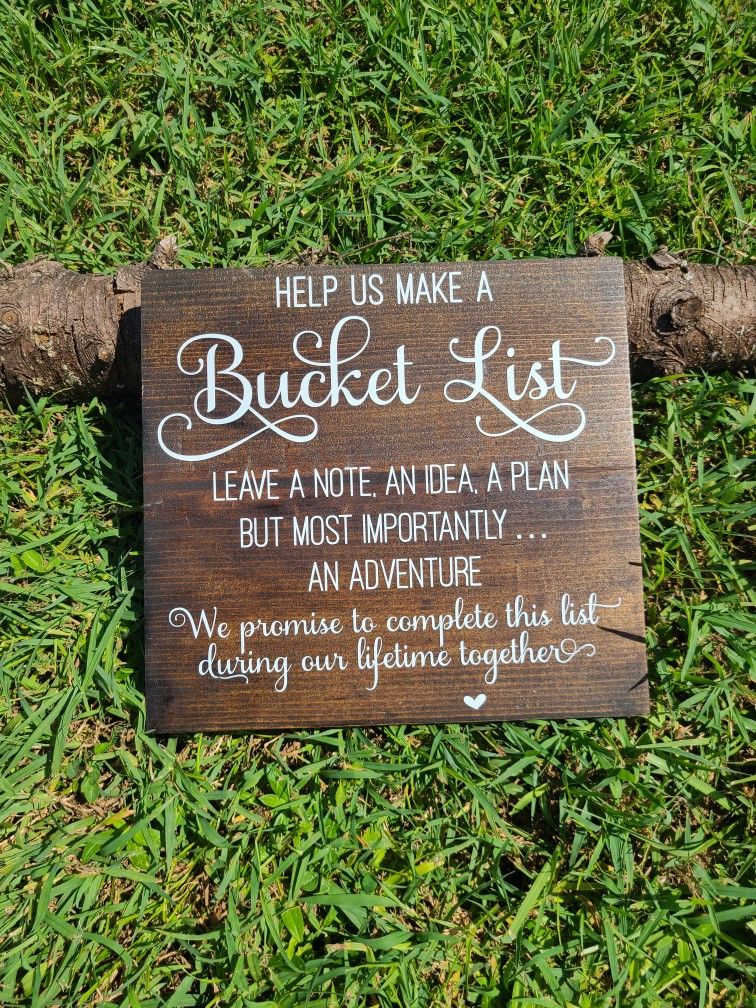 Wedding Bucket List Sign & Tin Buckets