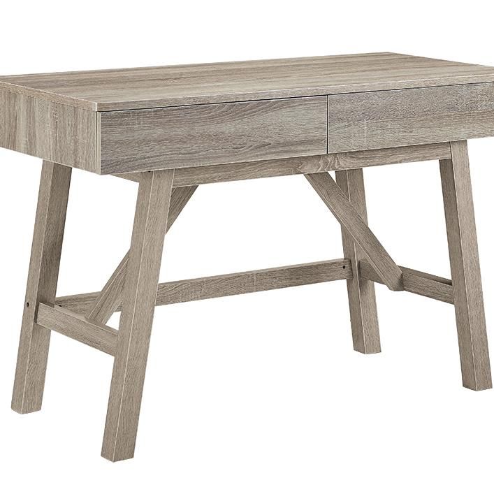Rectangular Wooden Desk with Two Storage Drawers, Gray