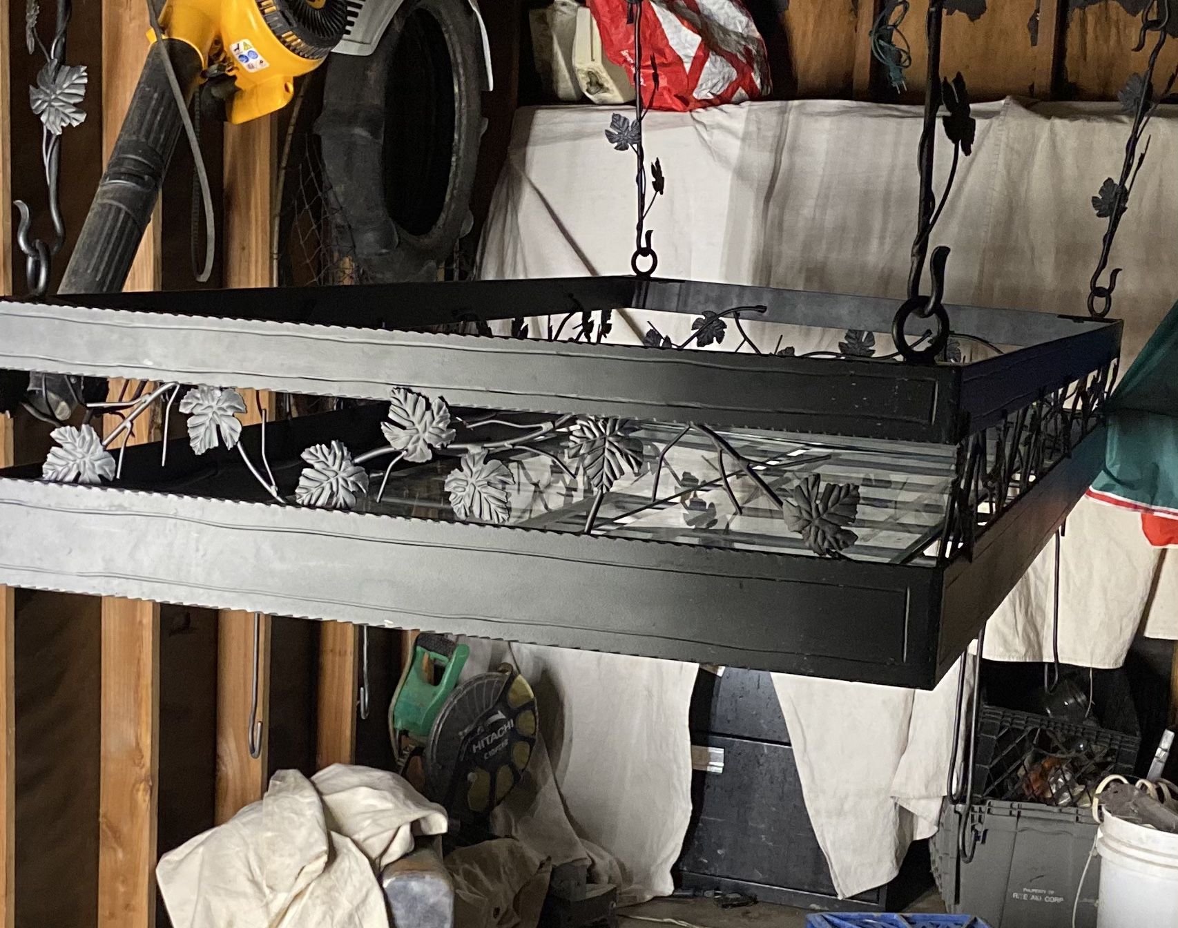 86” Wrought Iron Over Kitchen Island Pot Rack/chandelier