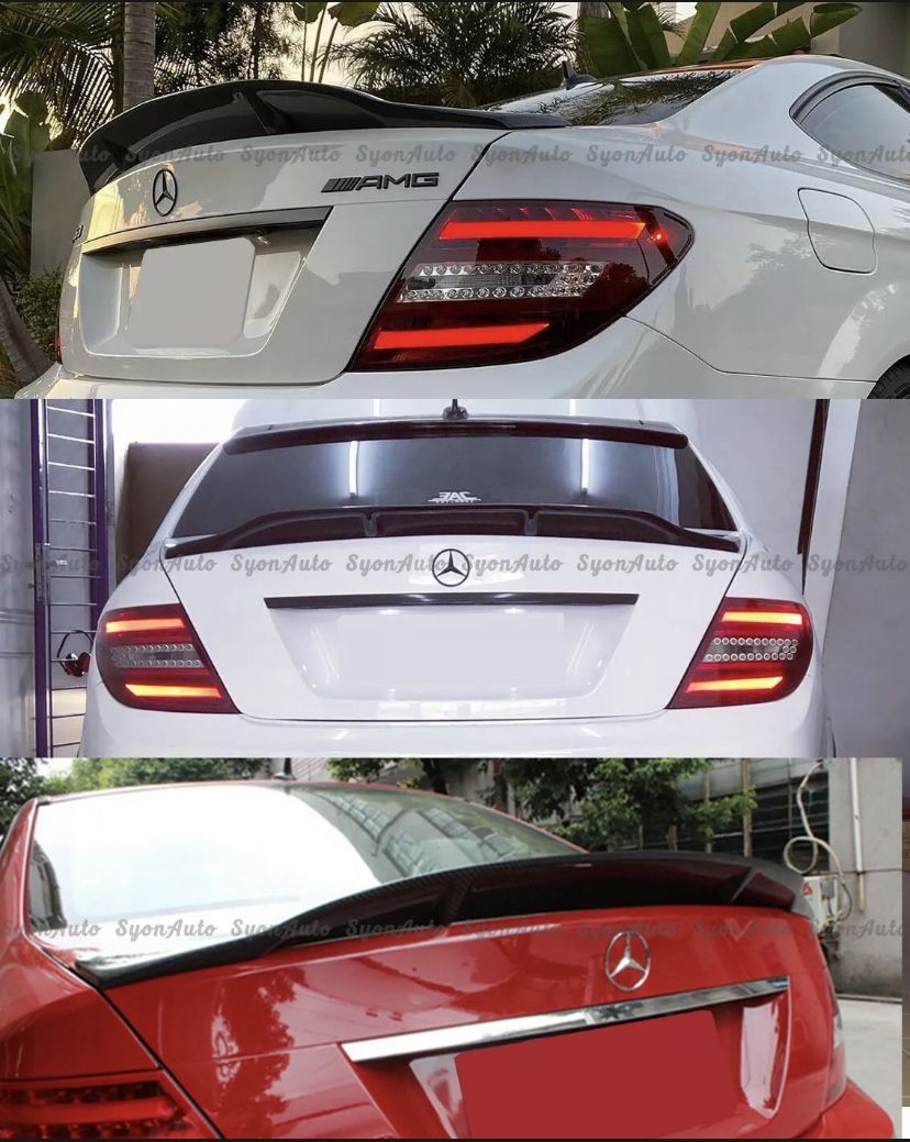 FIT 08-2014 MERCEDES BENZ W204 GLOSS BLACK RS STYLE HIGH KICK TRUNK SPOILER WING