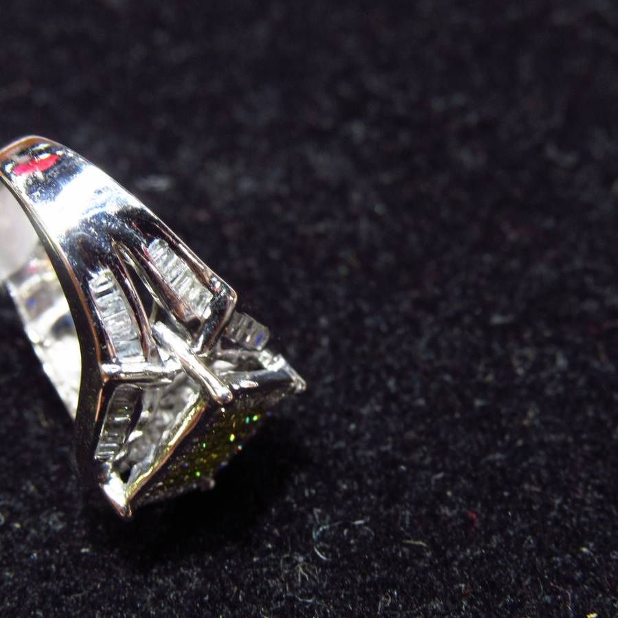 1.20ctw Princess Cut Diamond Cluster Statement Ring 14k White Gold Size 6
