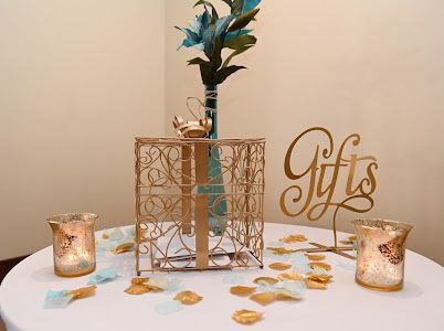 Gold Gift Box And Sign 