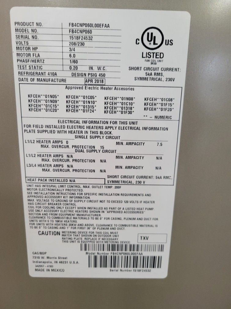 carrier 3Ton fan coil and condenser