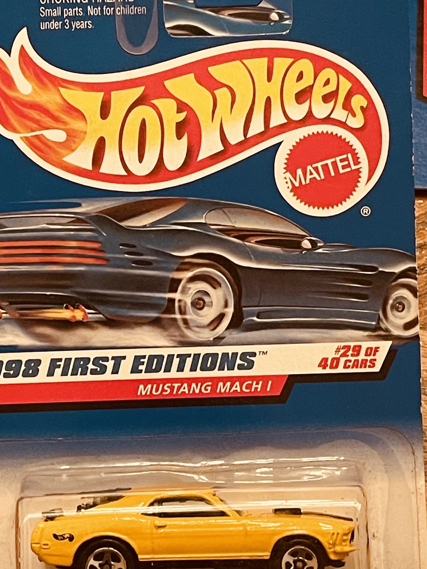 1998 Hot Wheels #670 First Edition 29/40 MUSTANG MACH 1 Yellow Variant w5 Spoke