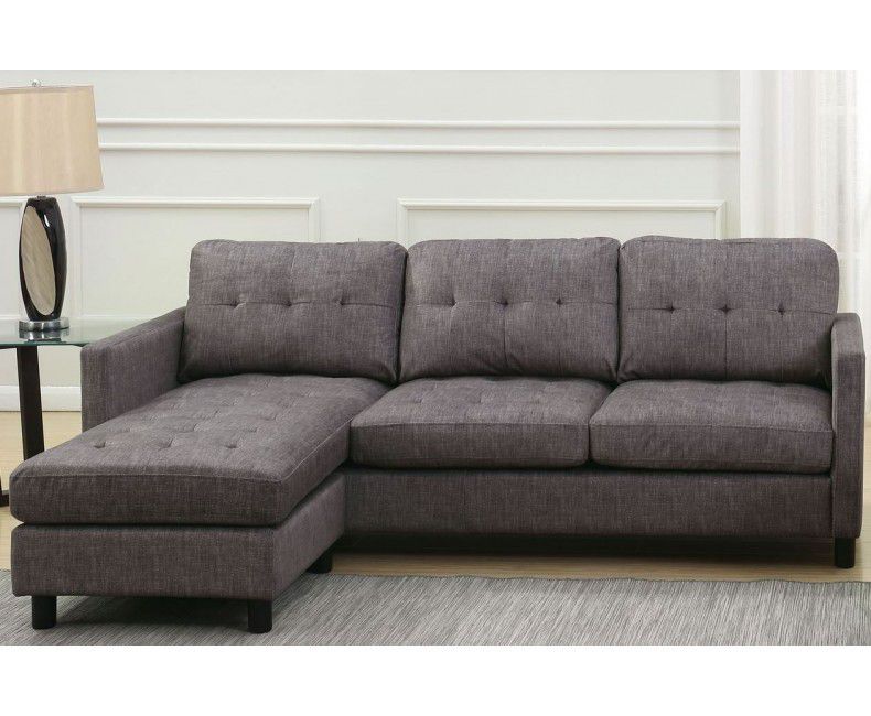 Gray - Sectional Sofa & Reversible Ottoman - In Stock * * * Same Day Delivery * * * Financing Available