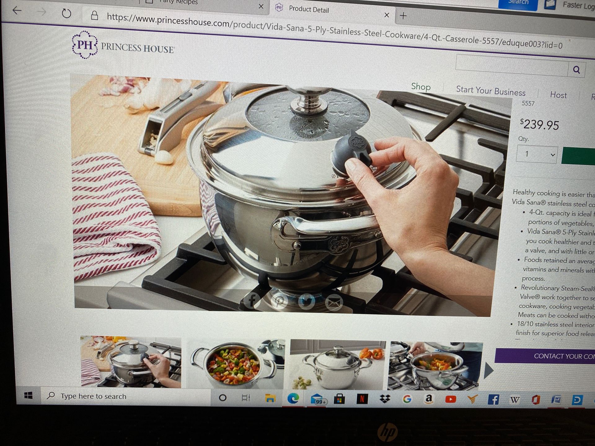 Princess House 5-play stainless Steel Cookware 4-QT casserole