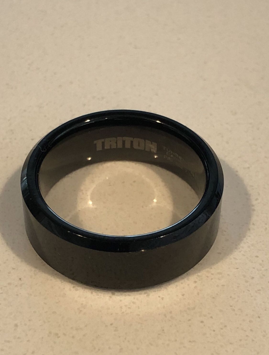 Triton Ring Black Onyx Carbide /Wedding Band Size 9
