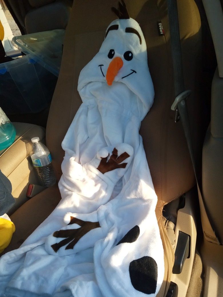 Olaf Plush Hooded Towel With Gloves All One Piece