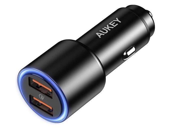 Car Charger Adapter,AUKEY 36W Metal Dual USB Car Charger