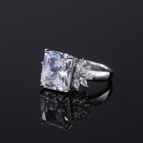 Crystal Clear Large Pure Rectangle Zircon Wedding Rings for Women, L129
 
 