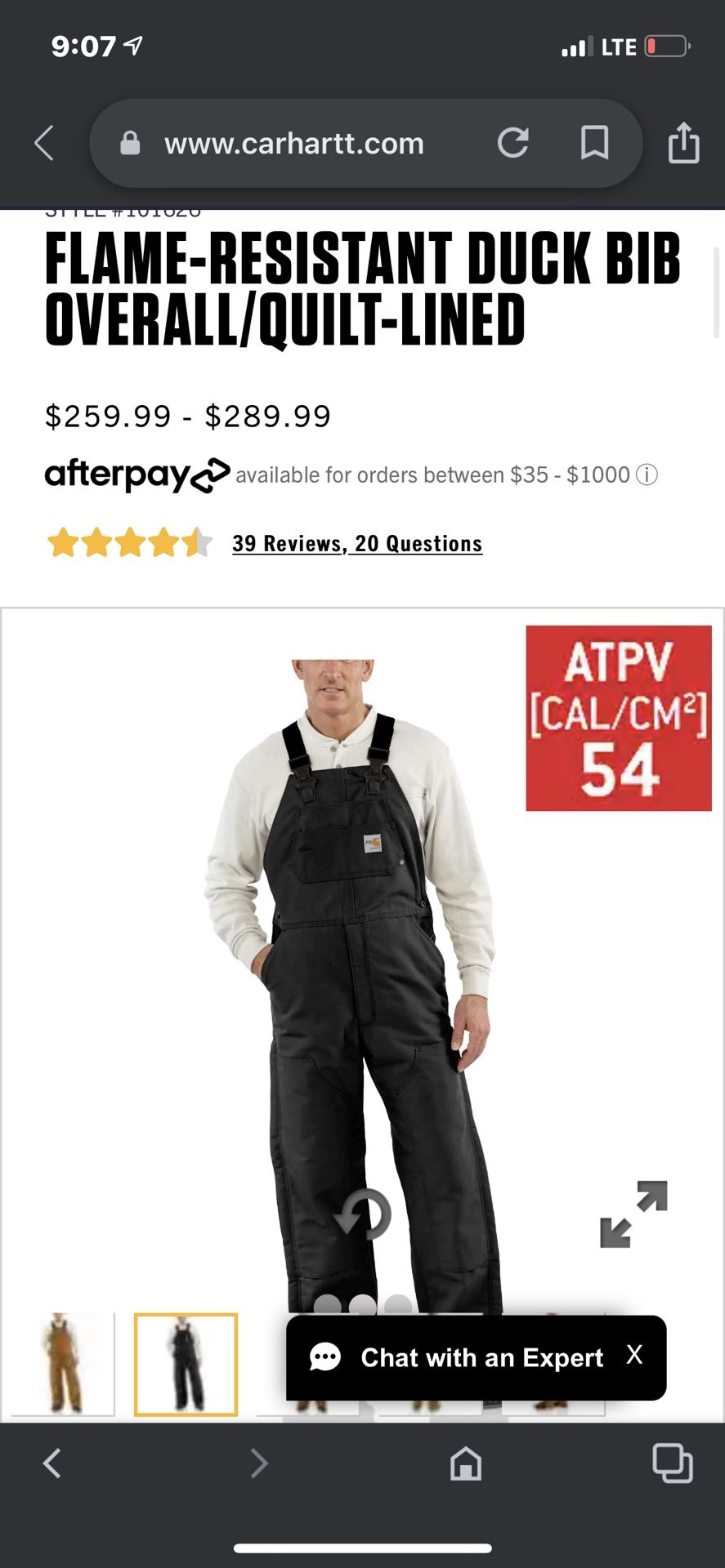 FLAME-RESISTANT DUCK BIB OVERALL/QUILT-LINED