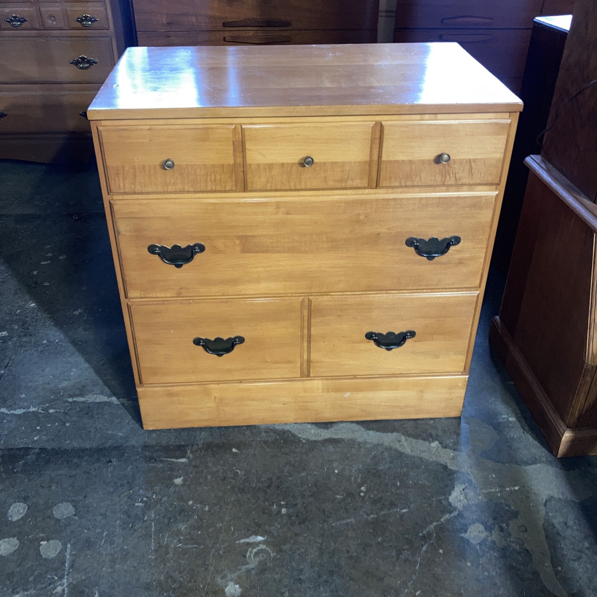 Solid maple three drawer dresser