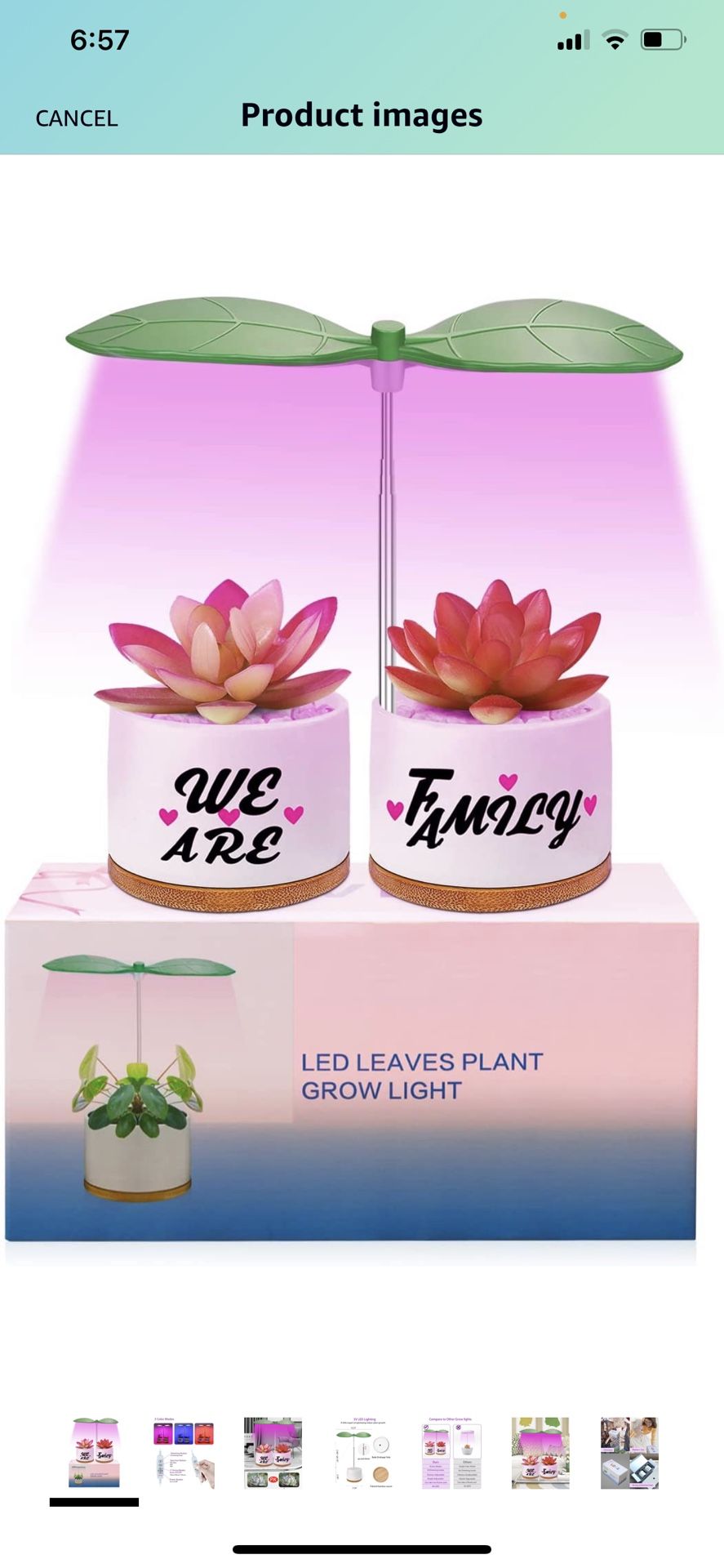 Succulent Pots with Grow Lights - WEDCOL 3.54” White Ceramic Small Flower Pots with Bamboo Tray,Succulent Planters Grow Lighting Kit
