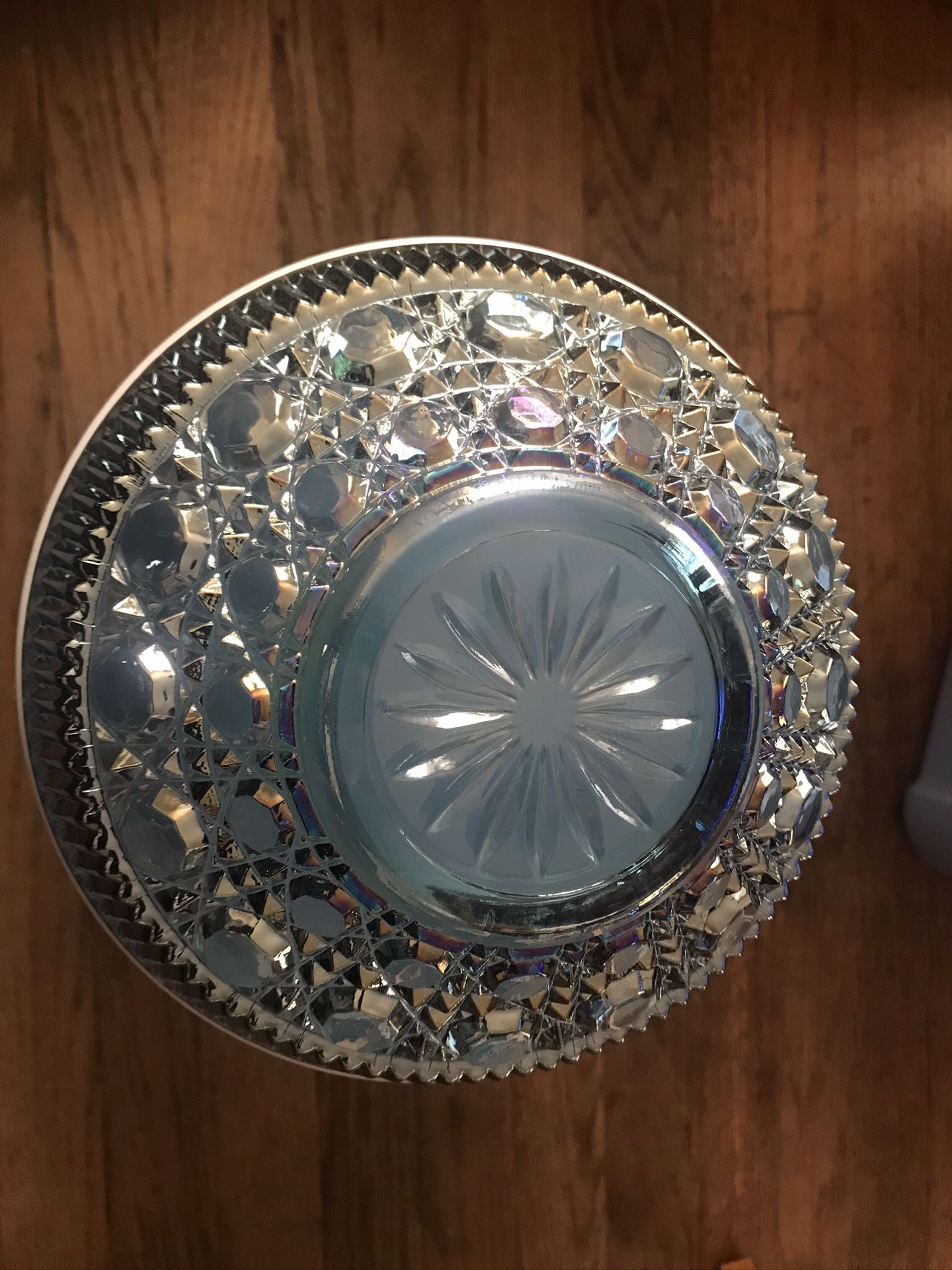 Vintage Blue Carnival Glass Lidded Candy Dish / Bowl Windsor 7.5"