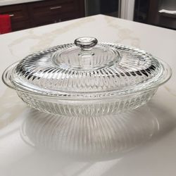 Vintage Toscany Oval Pressed Clear Glass Baking Dish With Lid $ 35.00 Price Firm Thumbnail