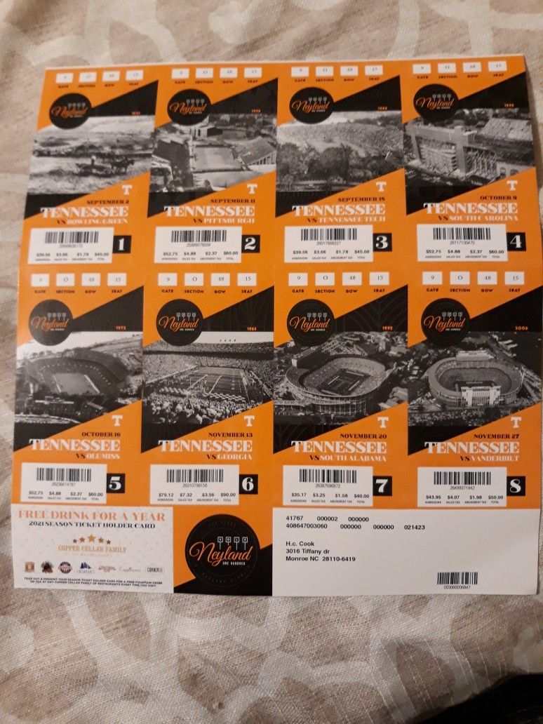 Season tickets University of Tennessee Football