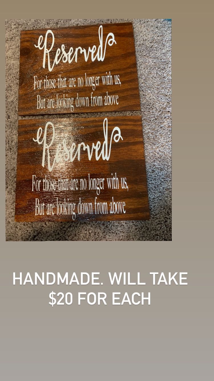 Handmade Reserved Sign