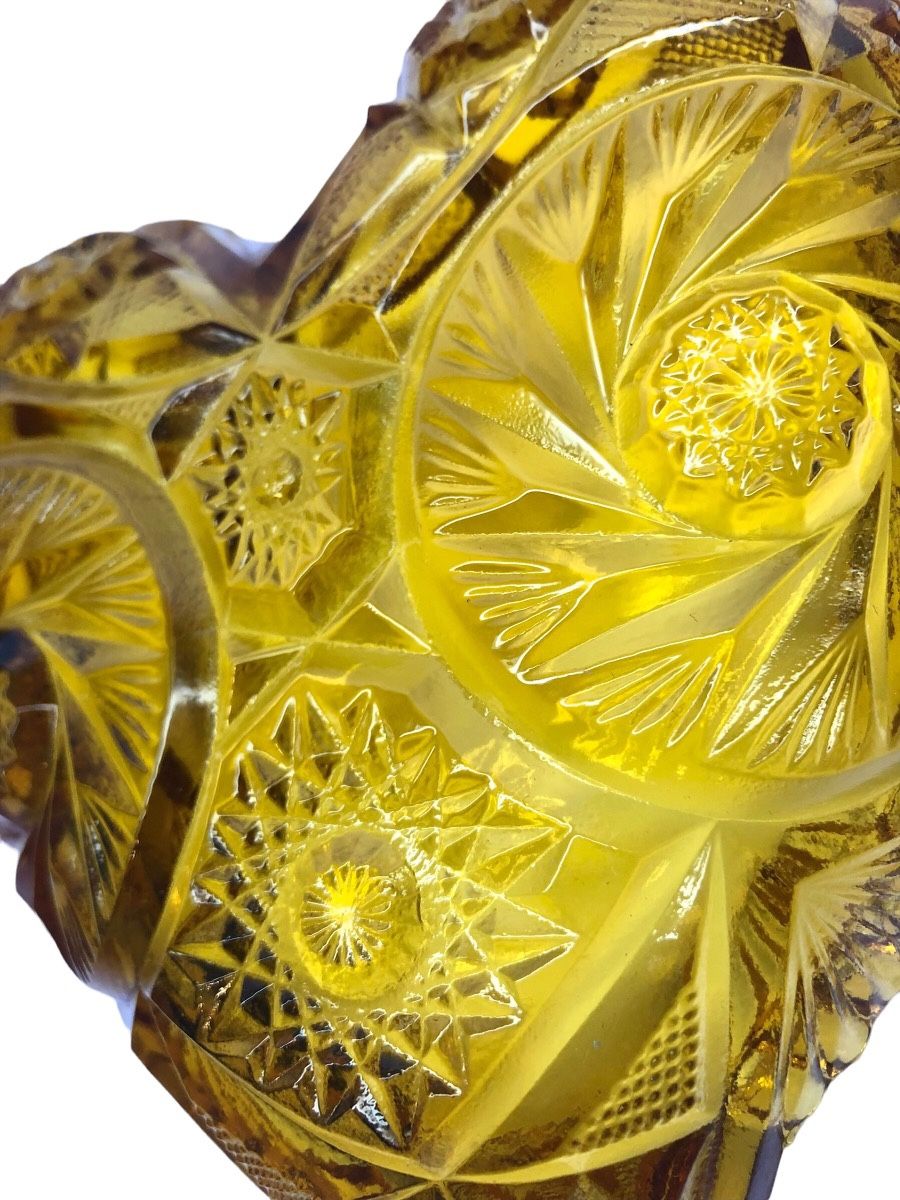 Amber Glass Heart Shaped Dish