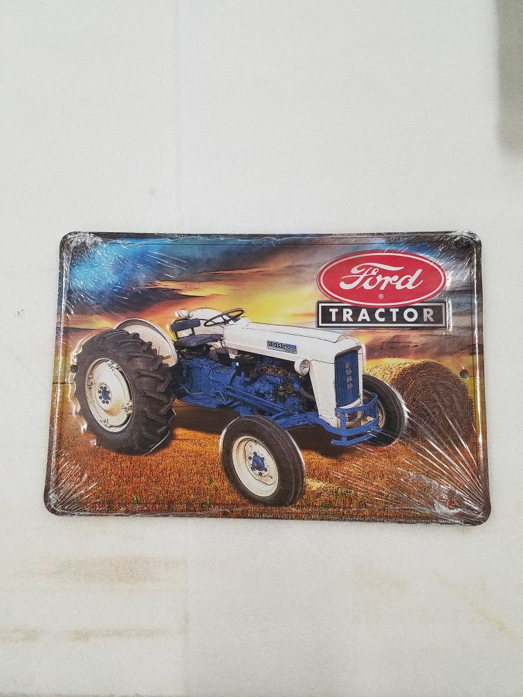 Ford farm tractor farming embossed metal sign
