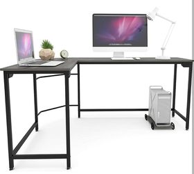 Modern & Sturdy L - Shaped Desk Corner Gaming Computer Desk Workstation for Home Office (Black Oak) Thumbnail