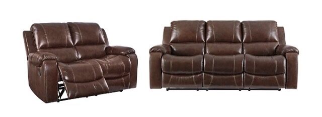 ~Rackingburg Mahogany Manual Reclining Living Room Set~FINANCING AVAILABLE~Located in High Point~Message For More Info~