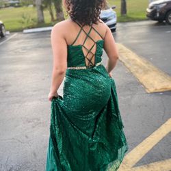 Green Homecoming / Prom Dress With shawl Thumbnail