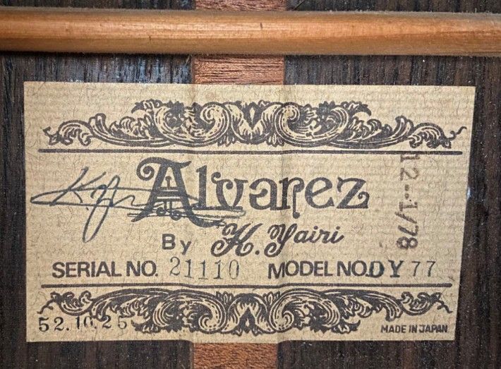 Alvarez Yairi DY77 1978 Natural