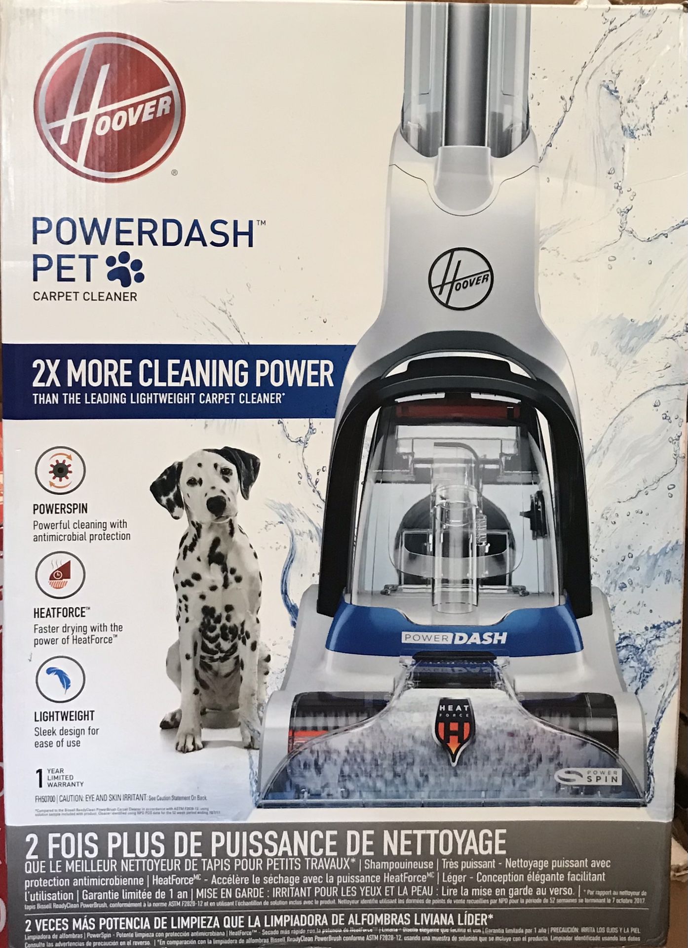 NEW! Hoover PowerDash Pet Compact Carpet Cleaner, Lightweight, FH50700, Blue