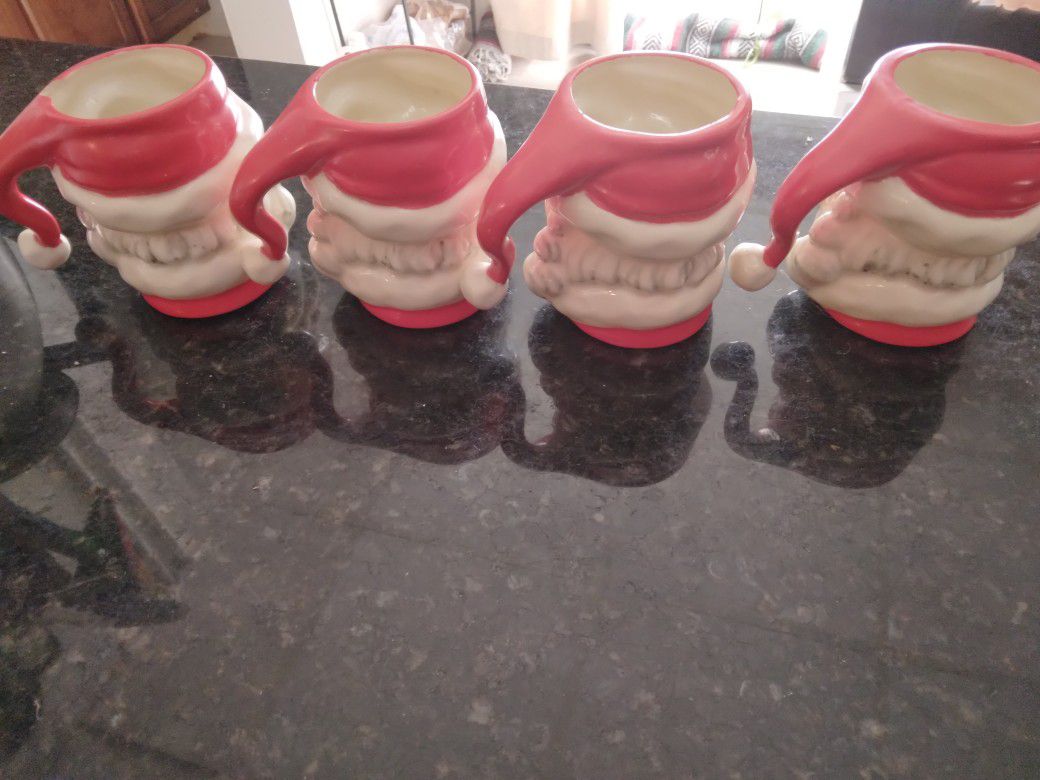 Vintage Winking  Santa Mugs