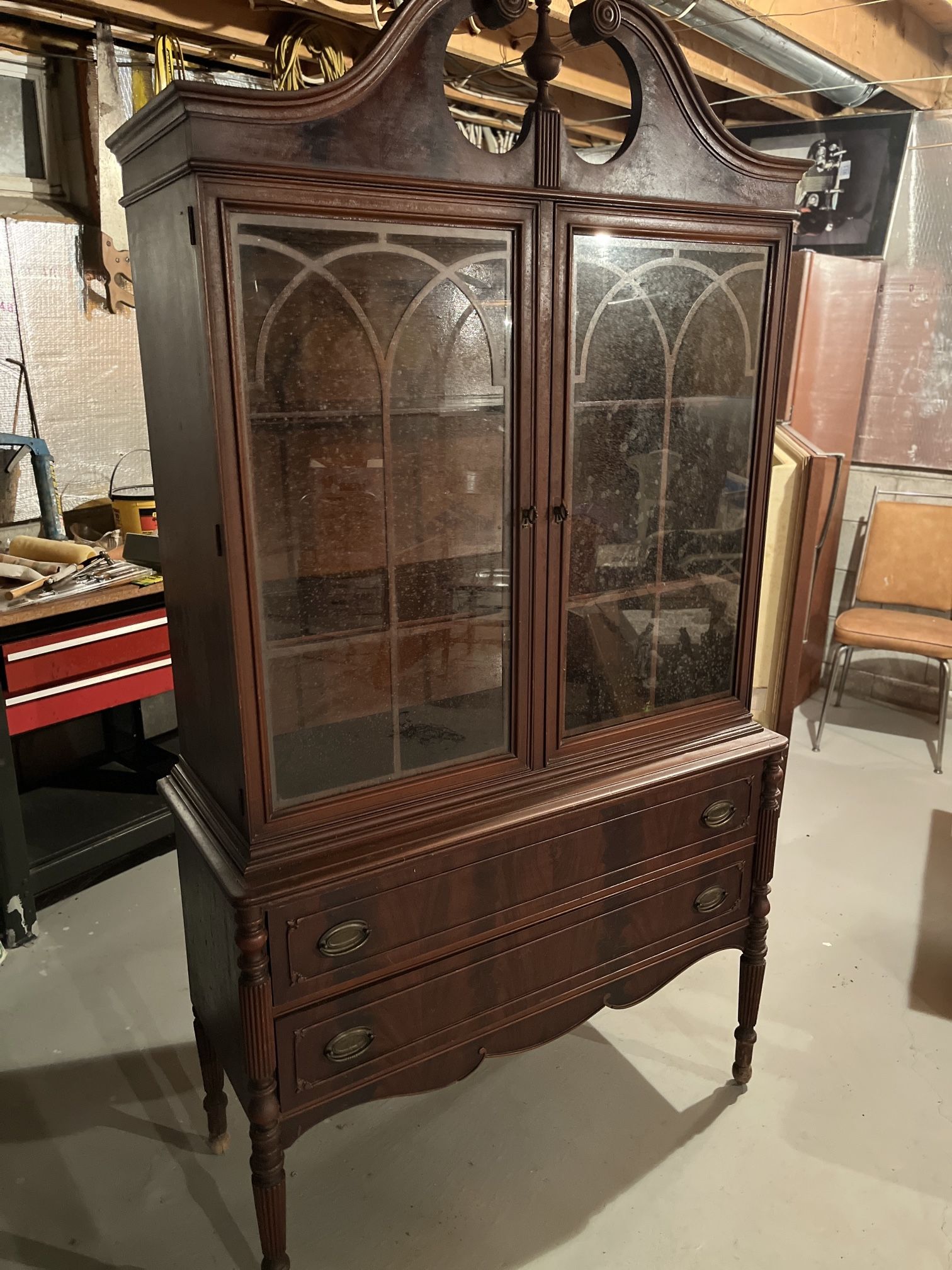 Antique Ornate Wood China Cabinet