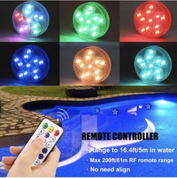 JUKI Submersible LED Pool Lights with Wireless Remote,Suction Cups & Magnets - Upgraded Waterproof Hot Tub Light for Fountain Pond Party Aquariums Vas Thumbnail