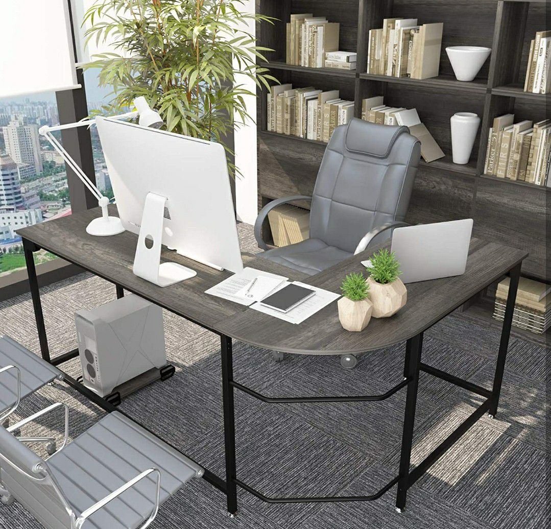 Modern & Sturdy L - Shaped Desk Corner Gaming Computer Desk Workstation for Home Office (Black Oak)