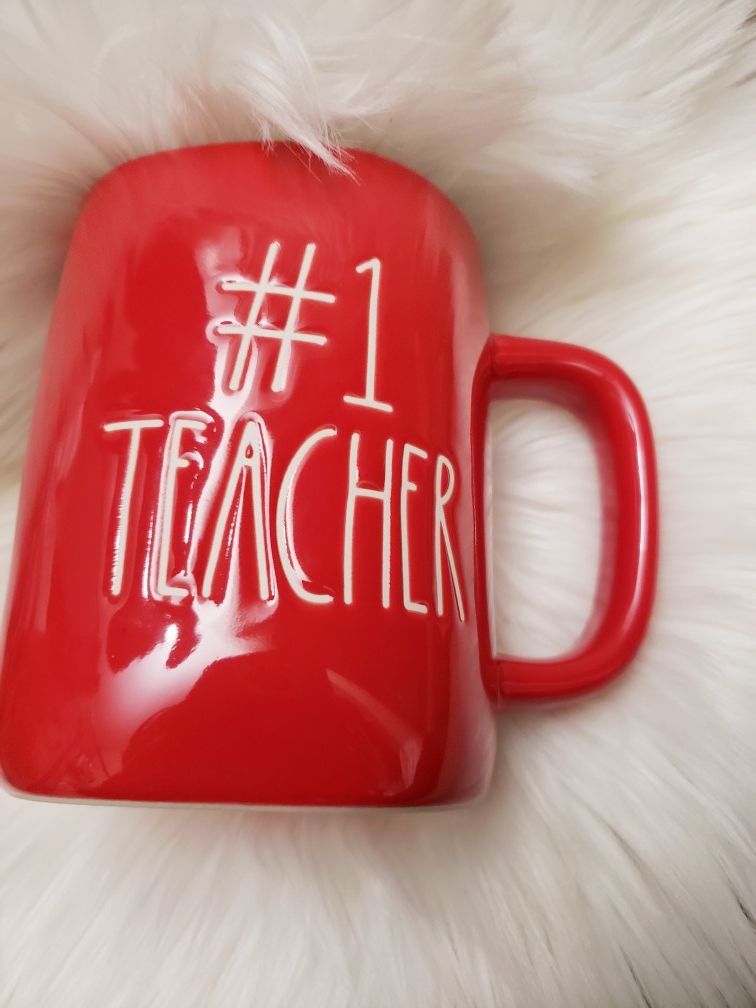 Rae Dunn Red #1 Teacher Coffee Mug Tea Cup NEW