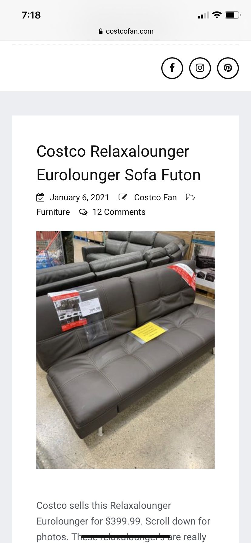 Eurolounger Convertible Couch (Futon)