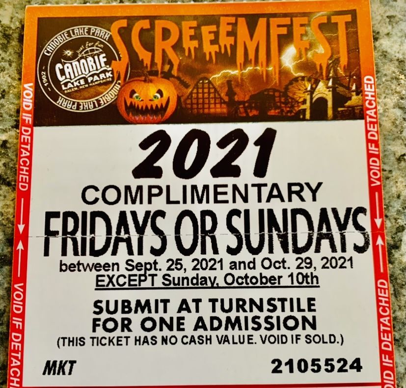 Canobie Lake Ticket